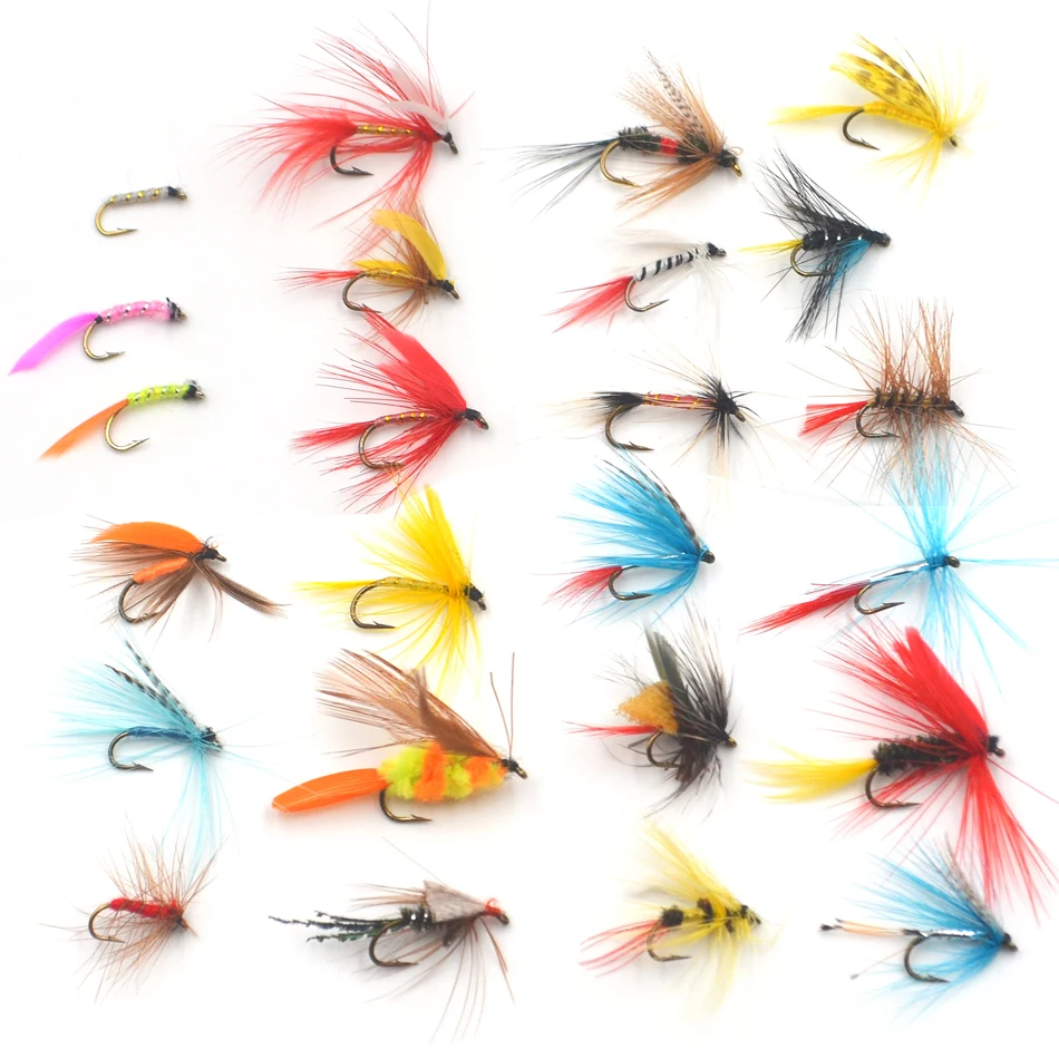 MNFT 72 unids/set conjunto de Señuelos de Pesca con mosca de ninfa seca y húmeda cebo de insectos artificiales anzuelos de pesca con mosca para trucha aparejos con caja impermeable - imagen 5