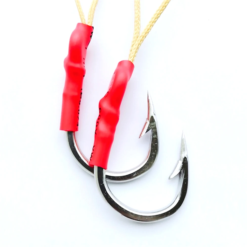 50 unids/pack anzuelo de Pesca anzuelos de Jigging de acero inoxidable gancho individual de agua salada anzuelo de línea trenzada accesorios de Pesca de mar - imagen 3