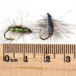 Bimoo Mosca Seca #12 Peacock Herl – Rojo, Verde, Chartreuse, Azul