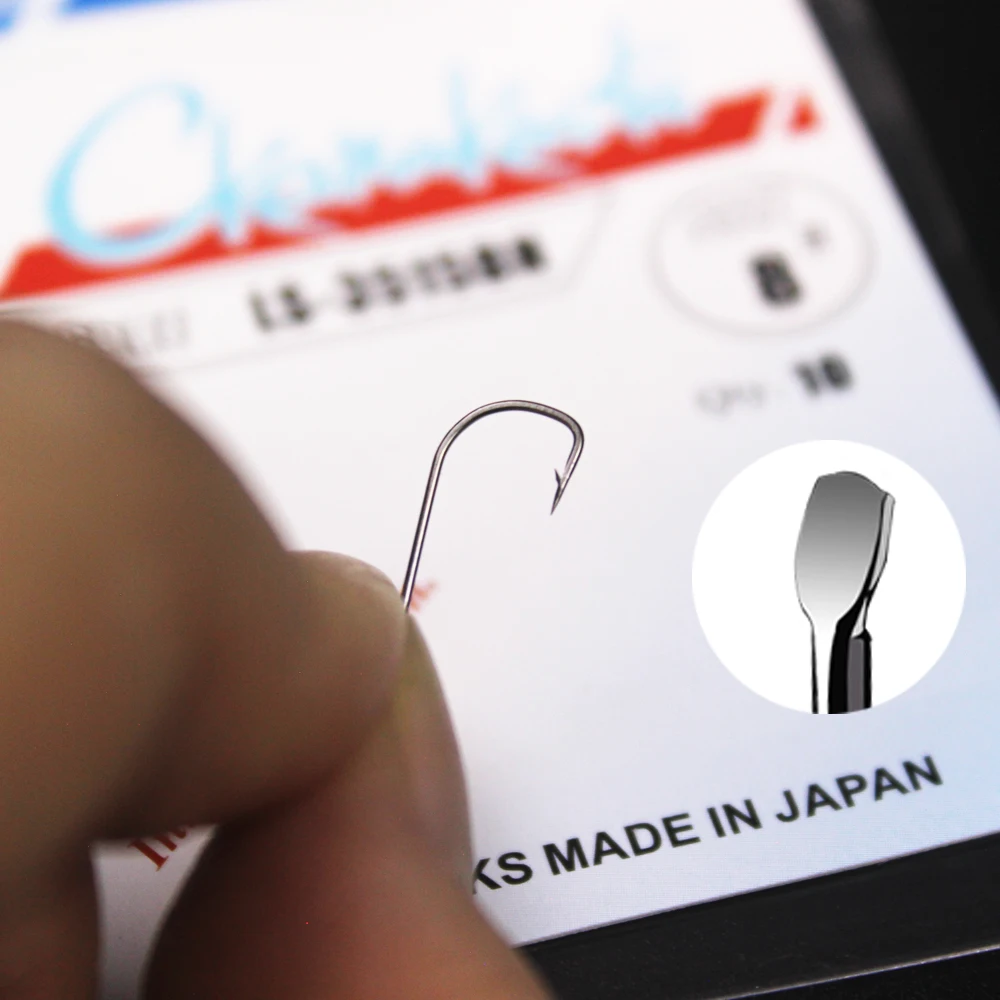 Sode 3515bn anzuelos de pesca, aparejos de cebo afilados de acero de alto carbono, púas negras, fuerte, gamakatsu, 10 unids/lote - imagen 4