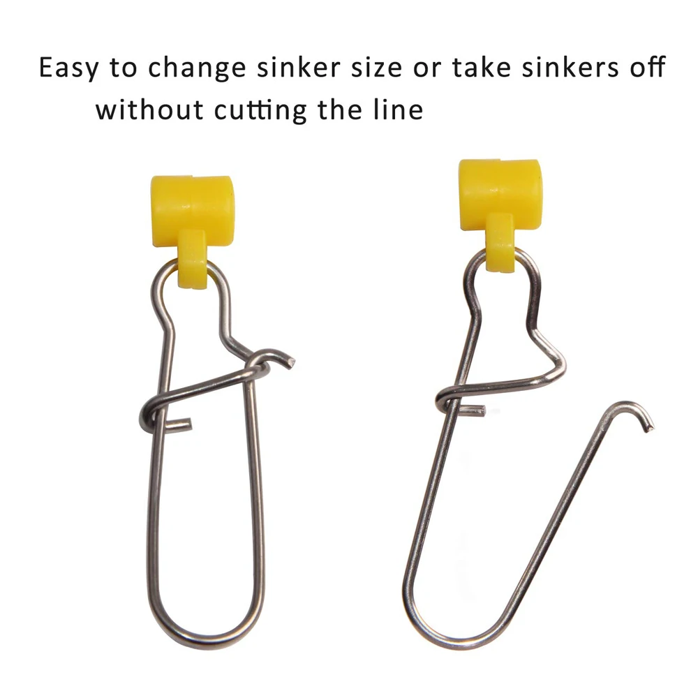 Deslizador de plomo de pesca amarillo, herramienta deslizante de cambio rápido con Clips de seguridad, Conector de pesca para aparejos de pesca, 100 unids/lote - imagen 3