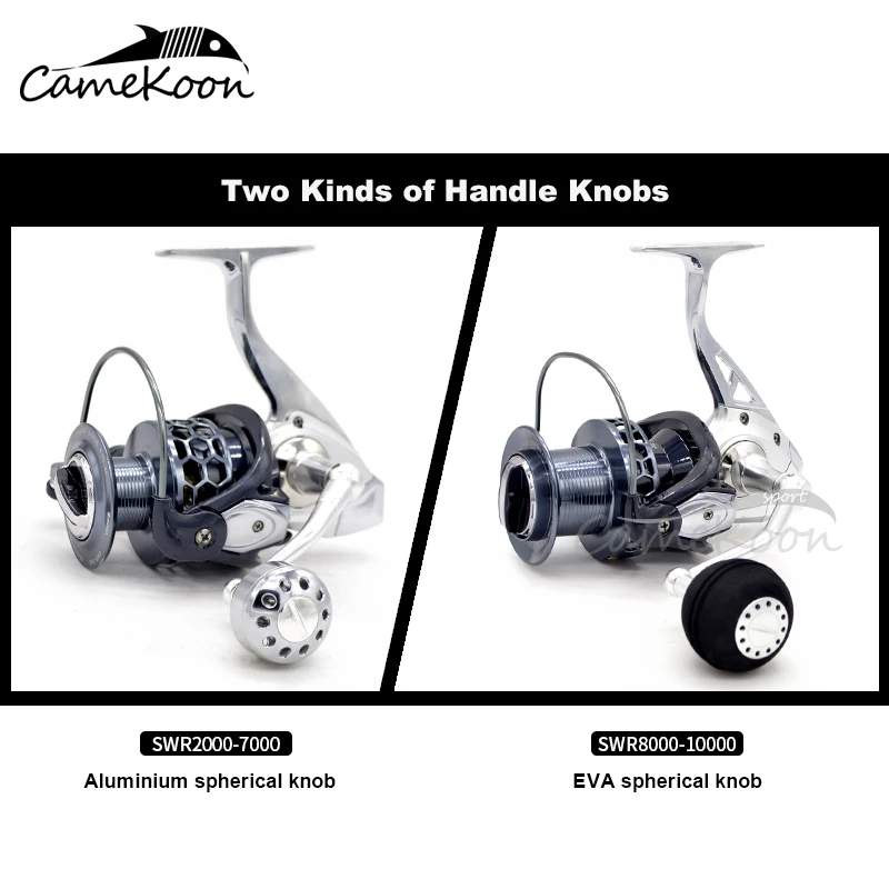CAMEKOON-carrete giratorio 5,2: 1/4, 9:1/4,1: 1, marco de aluminio y bobina de lubina de juego grande, arrastre de 10KG, carrete de pesca de carpa de Surf de agua salada - imagen 2