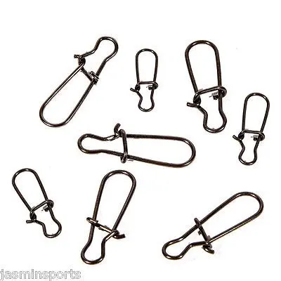 JSM-broches de bloqueo dúo, anillos deslizantes giratorios de acero inoxidable, Kit de aparejos de pesca, color negro, tamaño 0 #-4 #, 25 unidades por lote - imagen 4