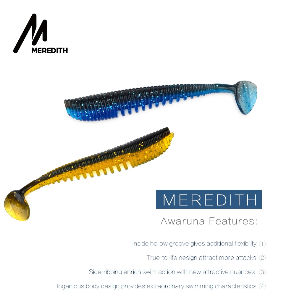 Señuelo mostrando su diseño de silicona blanda y wobblers shad con acción de natación