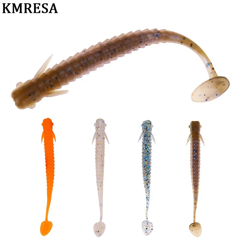 KMRESA-SEÑUELOS blandos de 75mm/2g, aparejos de Pesca, artificiales, cola en T, Swimbait, 8 unids/lote