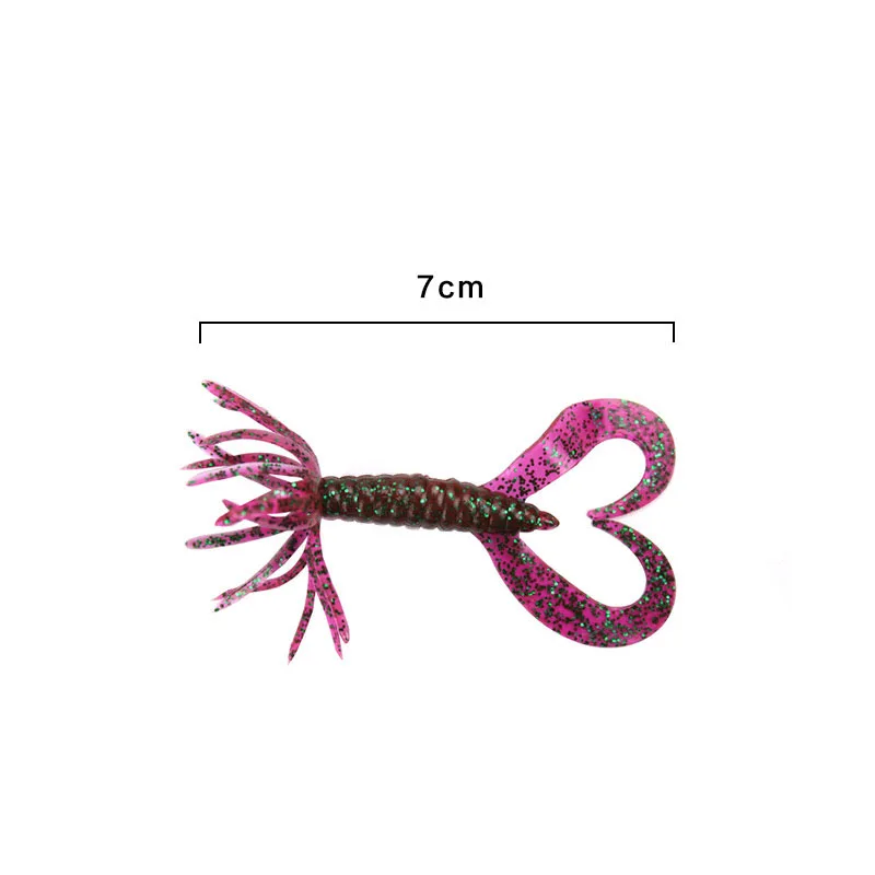 Señuelos de Pesca de cola de corazón, cebo de silicona suave, Crazy Flapper aparejos de Pesca, 7cm/1,8g, 5 unidades por lote - imagen 3