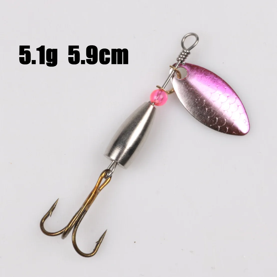 Señuelos de Pesca con cuchara giratoria de Metal, cebos de pesca artificiales a mano con anzuelos triples, aparejos de pesca, 1 unidad - imagen 4
