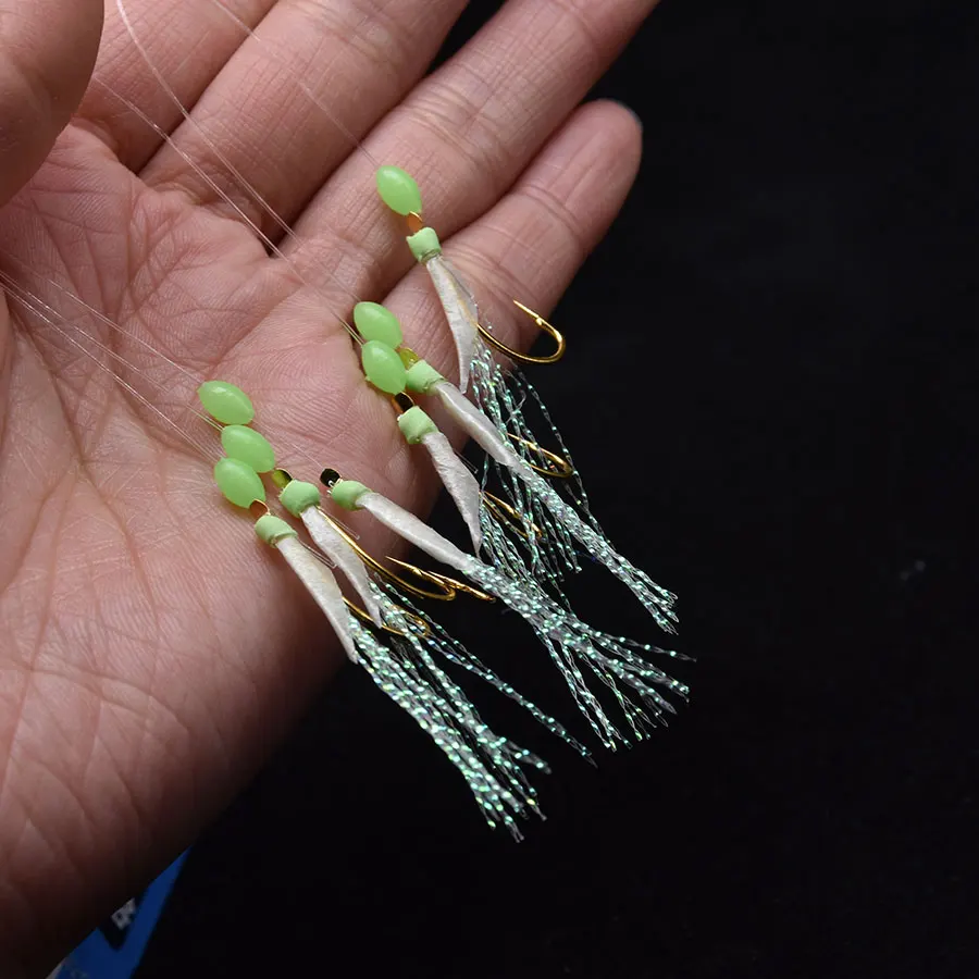 JYJ-juego de aparejos sabaki de pez real, señuelo láser luminoso, cola sabiki, gancho de cuerda, Pesca isca, 6 unids/lote por paquete - imagen 5