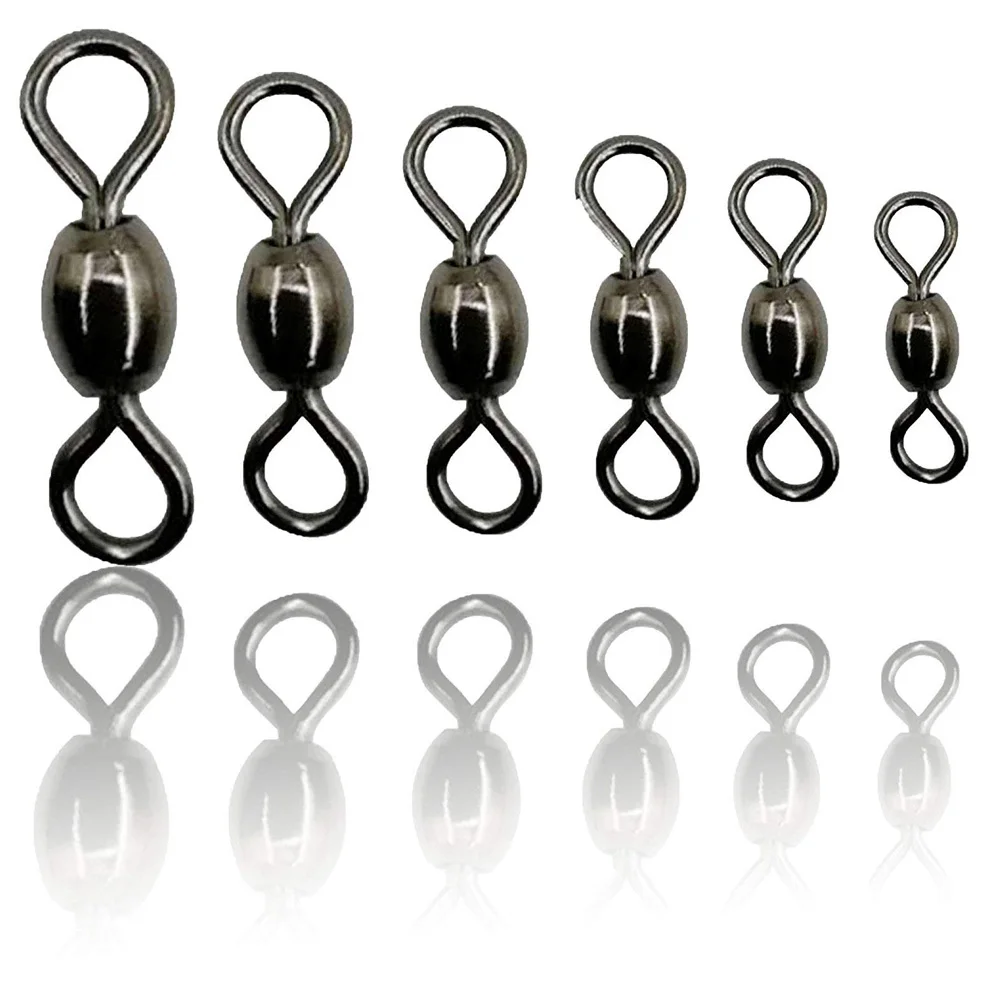 Grúa giratoria de pesca con anillo sólido, Terminal de pesca, Conector de aparejos, tamaño 2, 4, 6, 8, 10, color negro, 50 unidades - imagen 3