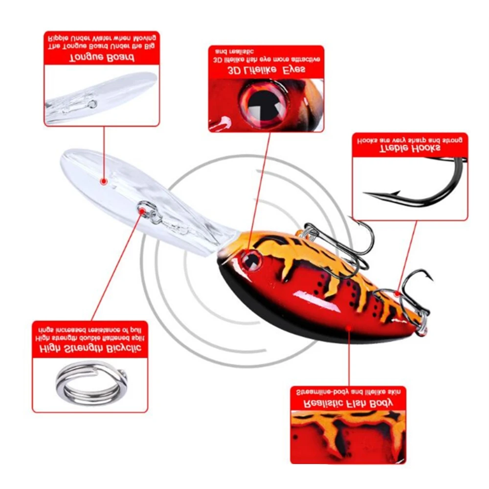 Señuelo de Pesca de manivela flotante, cebo duro de plástico Artificial, Wobblers de buceo profundo, aparejos de pececillos japoneses, 11,5 cm, 17,5g, 1 unidad - imagen 3