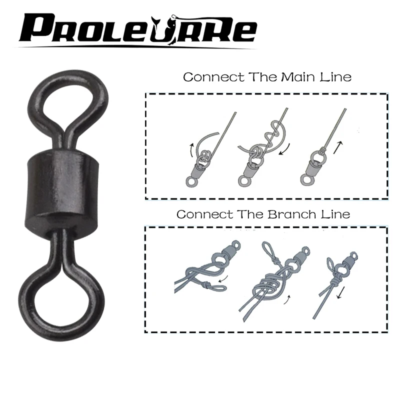 Proleurre-anillos giratorios de rodamiento de bolas, Conector de pesca de 10mm, 9mm y 8mm de longitud, aparejos de pesca, 20 unidades, venta al por mayor - imagen 2