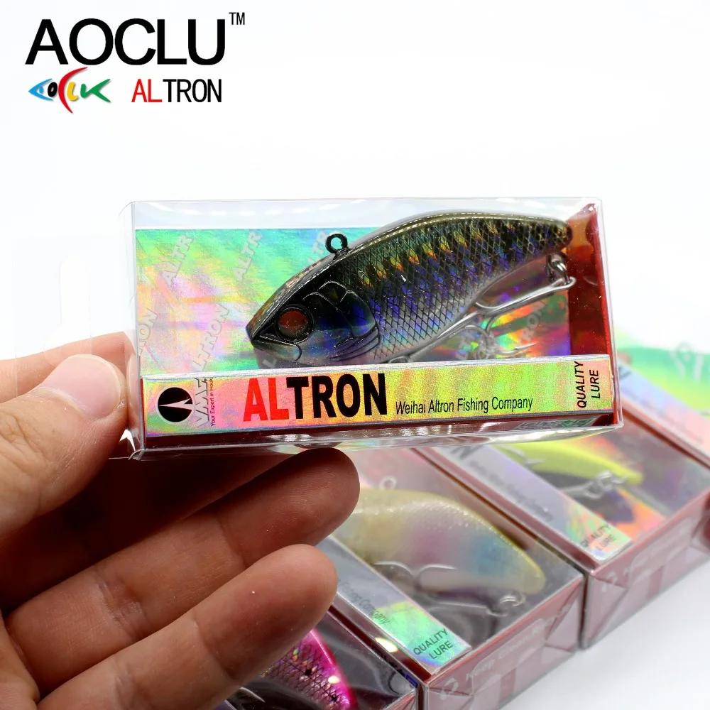 AOCLU-Señuelos de pesca de cebo duro, sonajero que se hunde, VIB, agua de mar, bajura, barco nadador, lubina de lanzamiento fácil, trucha, anzuelos VMC, 60mm, 16g - imagen 5