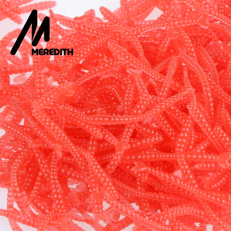 Meredith-SEÑUELOS DE gusano rojo con olor de 500 piezas, 2cm, cebo suave, juego de Señuelos de Pesca de carpa, aparejos de pesca artificiales, JXC01-2 - imagen 2