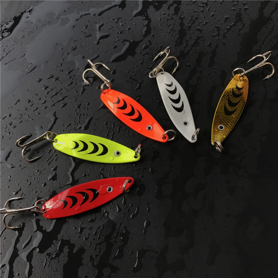 Anzuelo triple de metal para pesca, cuchara de pesca, aparejo de señuelo, trucha, lubina, señuelo para pesca, spinner en forma de S, 7g, 5cm, 10 Uds. - imagen 4