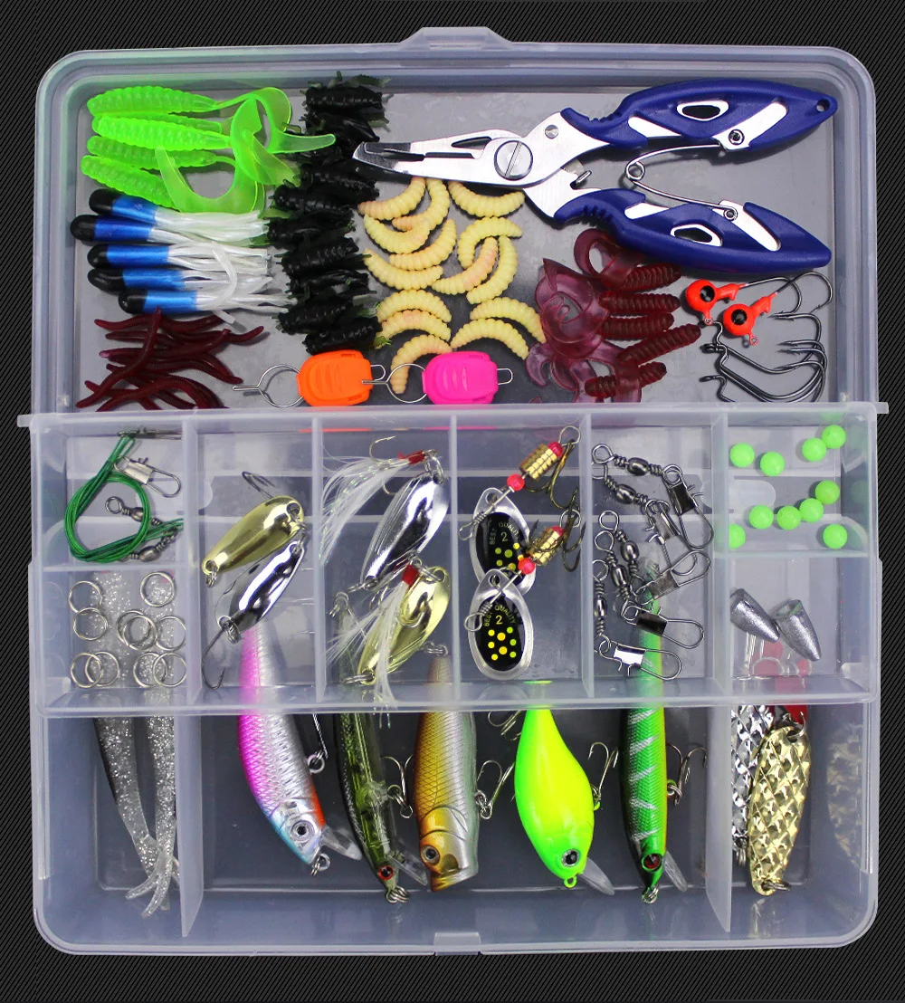 Kit de Señuelos de Pesca para principiantes, juego de 28-106 piezas de señuelos artificiales, traje de alta calidad, aparejos de pesca multiusos para todas las profundidades - imagen 5