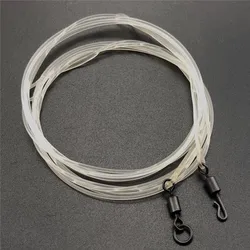 Enlace de gancho de fluorocarbono de 1M, 35LB, Color claro, líder sin plomo de carpa con anillo flexible, cambio rápido, núcleo de plomo giratorio, bucle líder