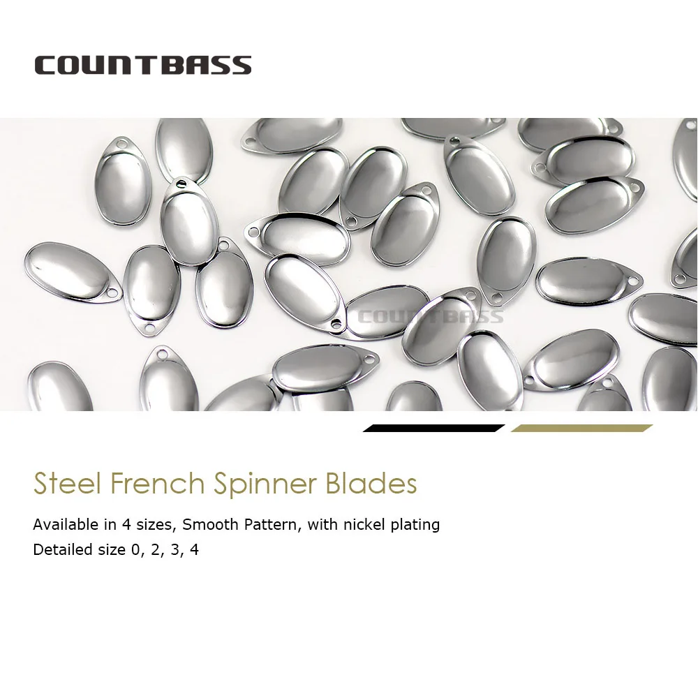 Countbass 50 Uds tamaño 3 - 32*17,5mm cuchillas giratorias francesas de acero níquel acabado liso, Señuelos de pesca DIY, aparejos artesanales - imagen 2