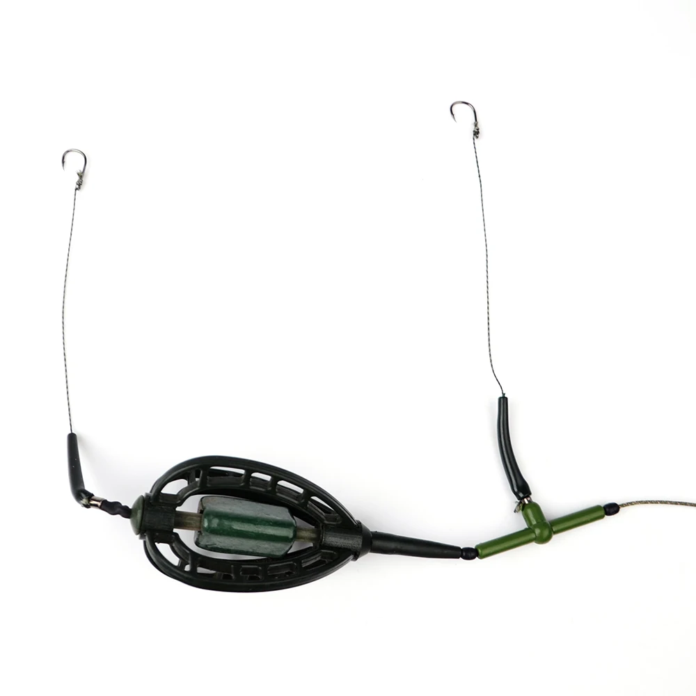 FISH KING-jaula de cebo para pesca de carpa, alimentador de 40g, 50g, 60g, grupo de línea, gancho de Metal de acero de alto carbono, accesorios de hundimiento - imagen 5