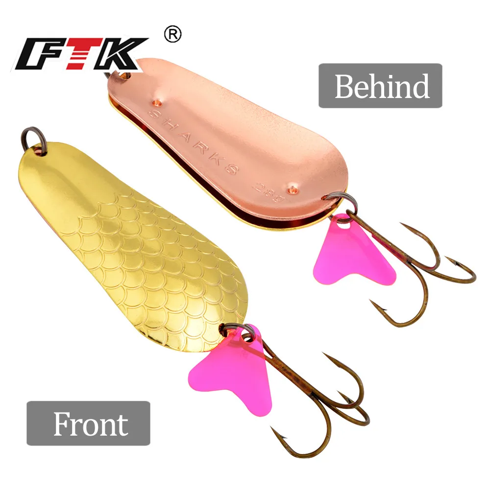 FTK-señuelo de Pesca de Metal con anzuelo triple, cuchara CrankBait, manivela, aparejos de Pesca, 24G, 28G, 1 unidad - imagen 5