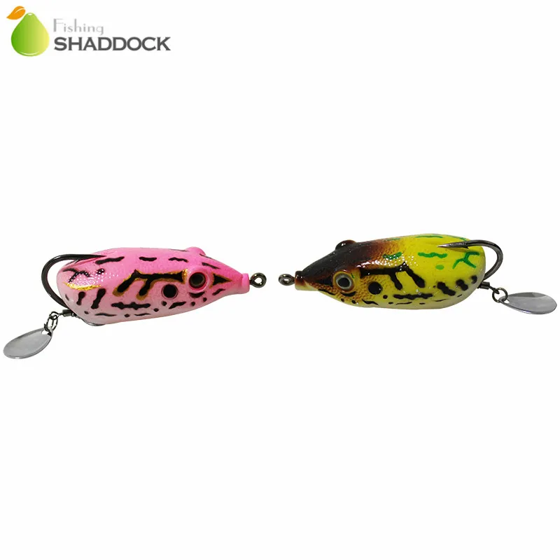 Señuelos de Pesca de rana blanda de goma, 4 unidades, ganchos de ranura de colores mezclados, hoja Topwater, cabeza de serpiente flotante, cebo Artificial para pesca de lubina - imagen 2