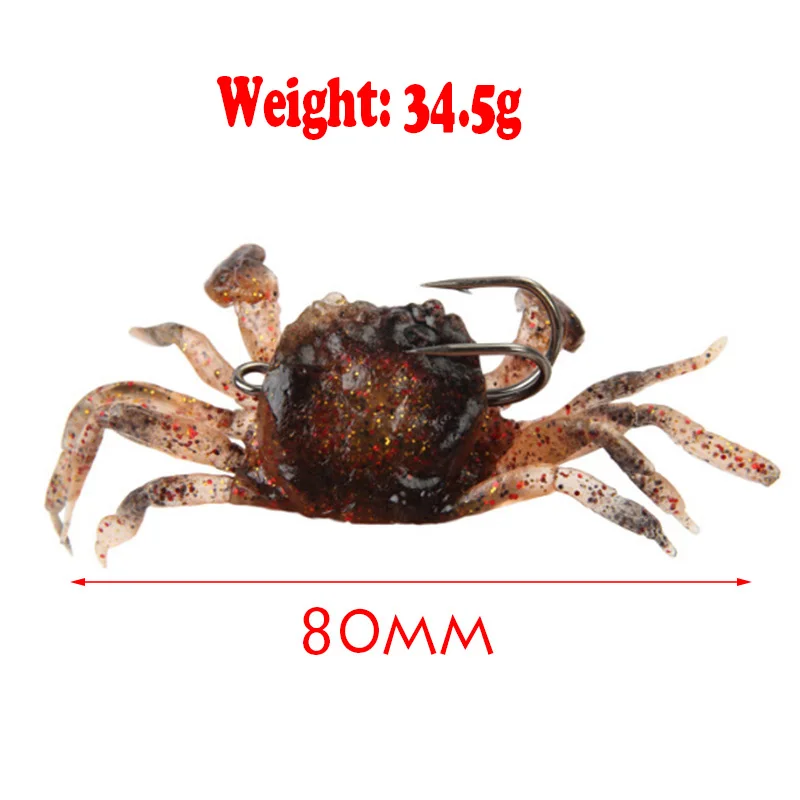 Señuelos de pesca blandos de 8cm y 35g, cebo Artificial de cangrejo con anzuelos afilados, señuelo de Jigging, aparejos de criaturas marinas, cebo falso para pesca, 1 unidad - imagen 3