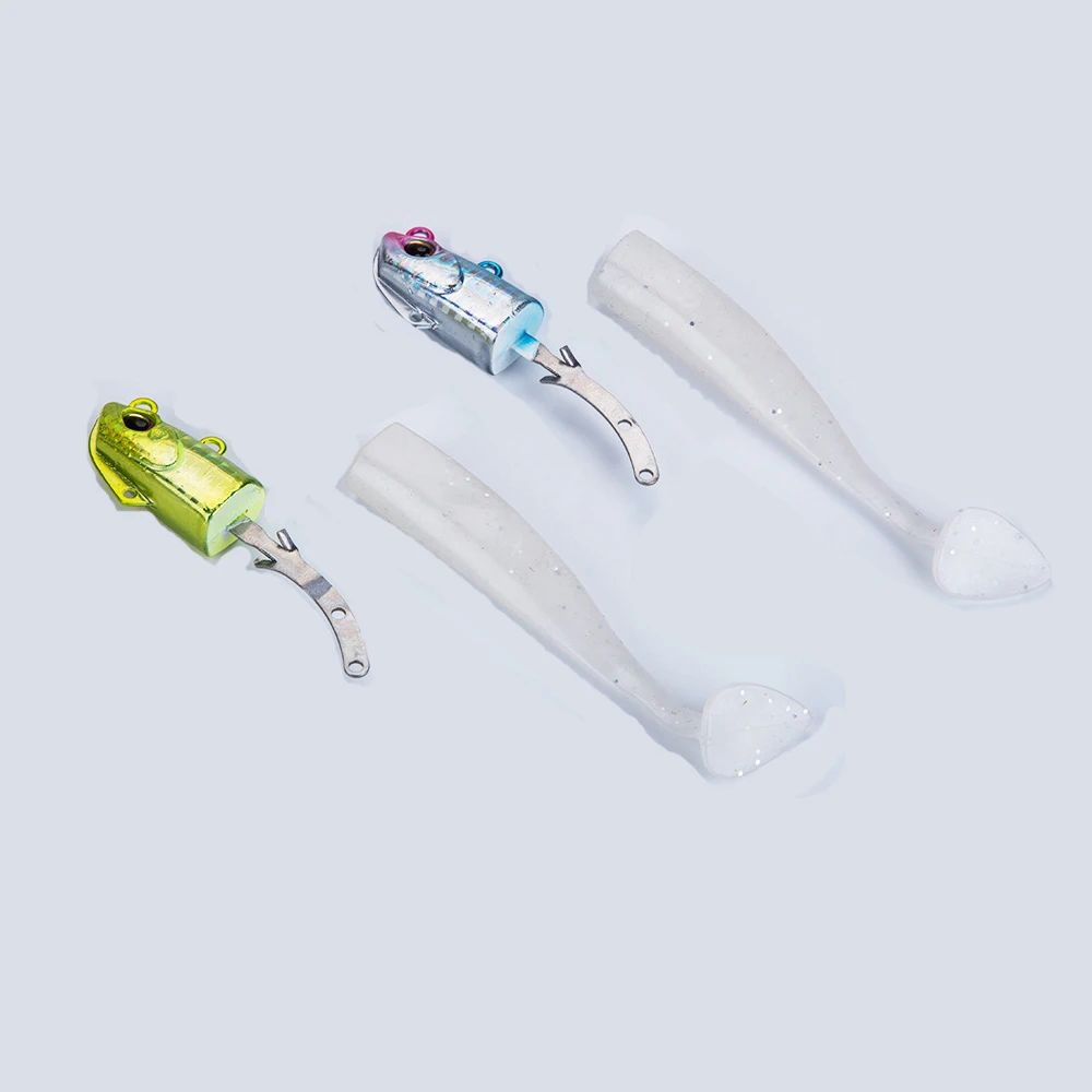 Señuelo de pesca con cabeza de plantilla, cebo de Metal Artificial, cola en T, cuchillo afilado, Machete suave, cola en T, 2 piezas - imagen 5