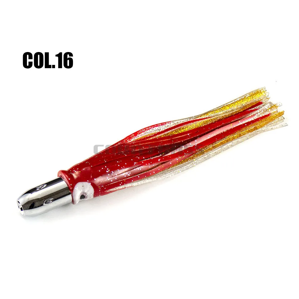Countbass-Señuelos de Pesca de curricán, Cabeza de Acero, cabeza de chorro de bala con falda de calamar, atún, Wahoo, Marline, pez vela, Señuelos de Kinfish, 2,3 oz - imagen 4