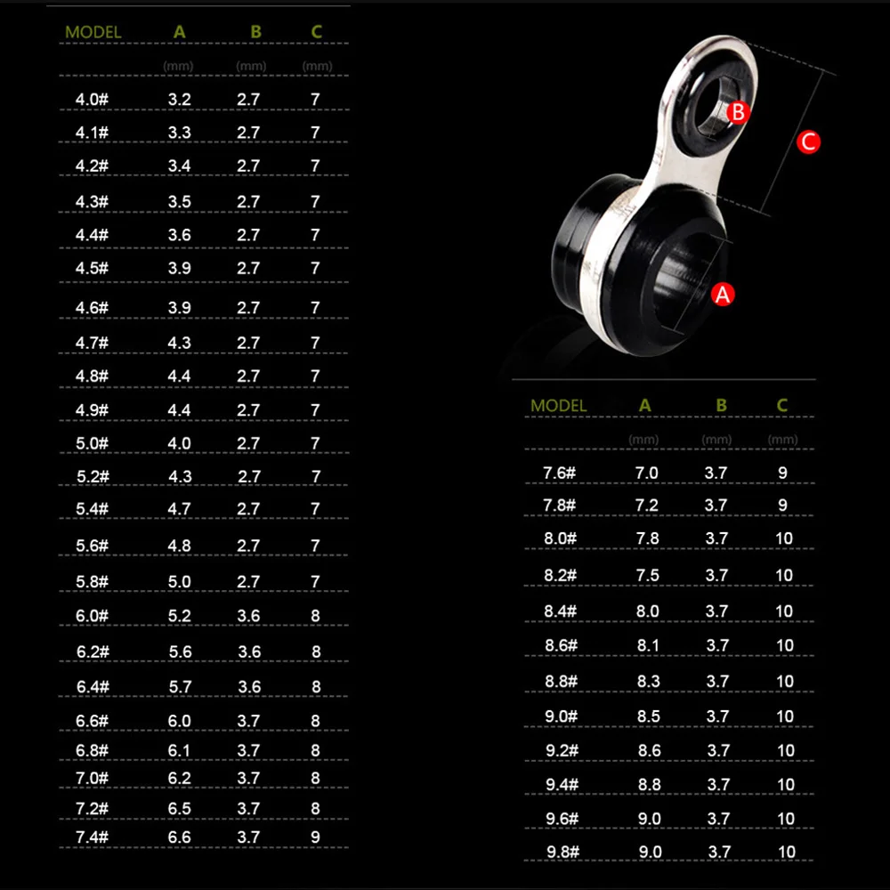 NGB 5PCS DIY Guías de caña de pescar telescópicas Acero inoxidable 4 # -6.8 #   Punta superior de varilla guía de anillo de cerámica - imagen 2