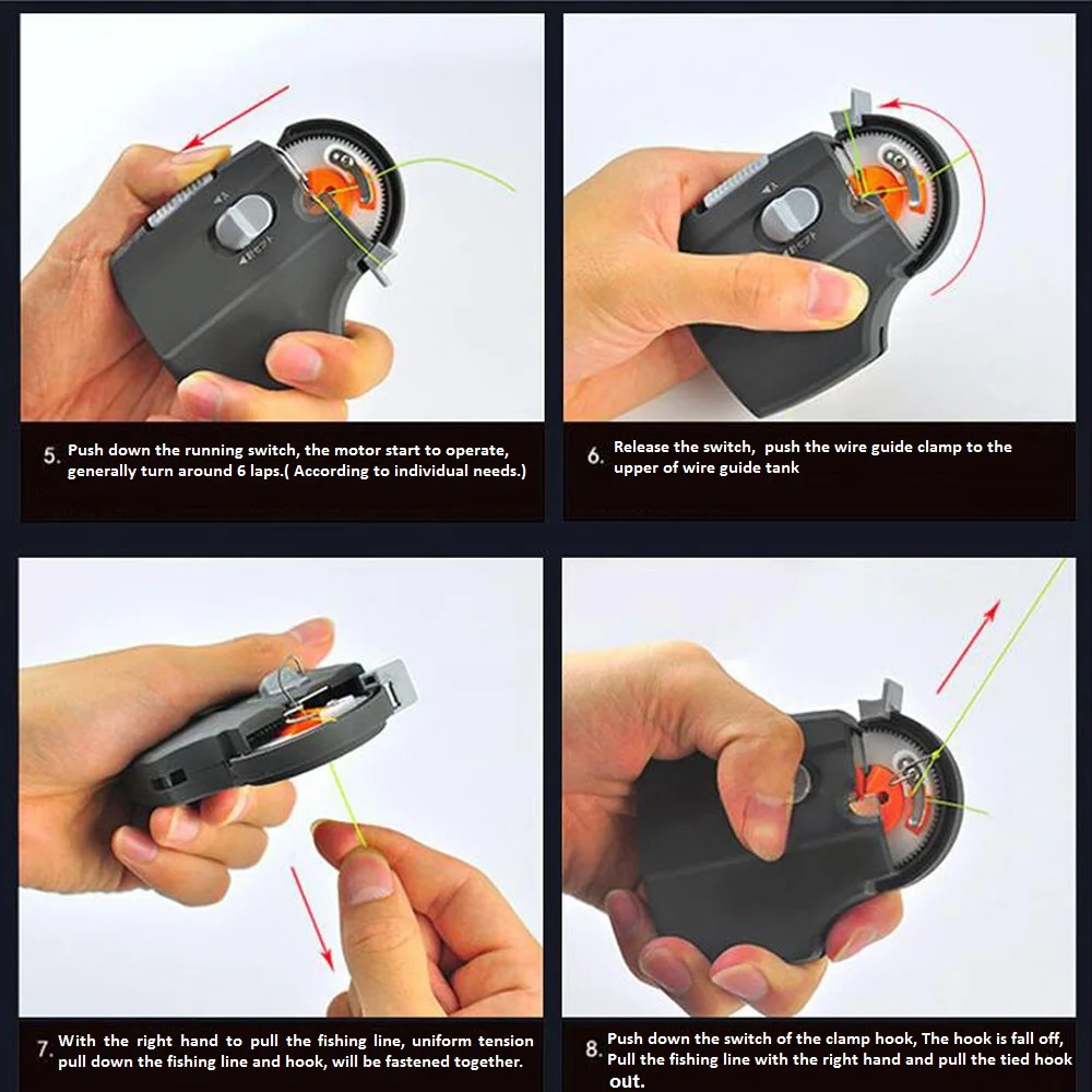 Máquina de nivel de anzuelo de pesca automática eléctrica portátil, accesorios de pesca, anzuelos de pesca rápidos, equipo de dispositivo de atado de línea - imagen 5