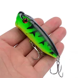 Señuelo de Pesca clásico Popper, 70mm, 11,8g, ojos 3D, duro Crankbait, lubina, Wobblers con 6 ganchos #, aparejos de Pesca Iscas, 1 unidad