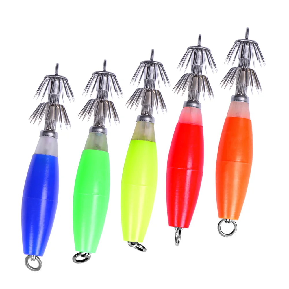 Balleo 4 Uds simulación luminiscente calamar cebo duro anzuelo atraer cebo falso doble gancho equipo de pesca sepia anzuelo de pesca - imagen 4