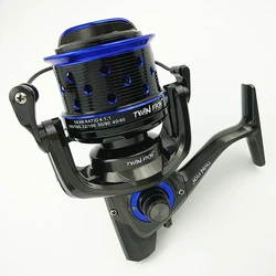 Twinfish-carrete de pesca giratorio TF8000/9000/10000, accesorio pesado y grande, agua de mar, fuerza máxima de 15kg, bote de mar azul y Océano