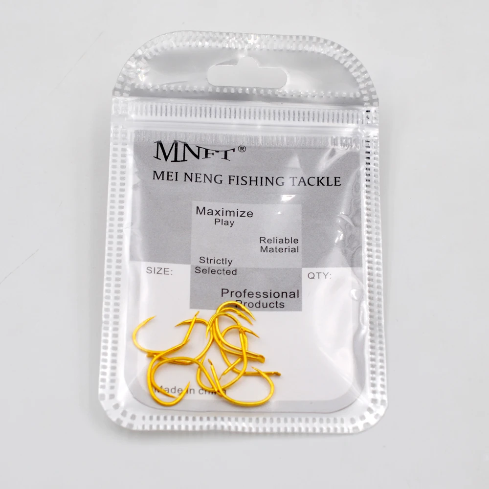 MNFT 10 unids/bolsa anzuelos de pesca de balsa bardados dorados importados de Japón anzuelos afilados de pesca de acero al carbono tamaños 6 # ,7 # ,8 # ,9 # ,10 # ,11 # ,12 # - imagen 5