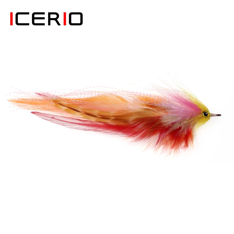 ICERIO-Señuelos de Pesca de agua salada, Salmon, Pike, Streamer, muskkie, Mosca, trucha de mar, 1/0 #