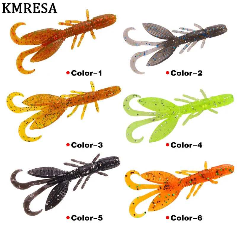 Señuelo de pesca de camarones blandos, Wobblers artificiales Isca de 5,5 cm/1,4g, cebo de silicona Artificial, aparejos de pesca con mosca de goma, 12 unidades por lote - imagen 4