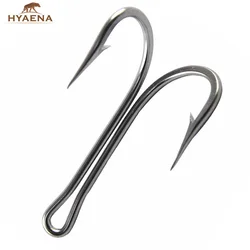 Hyaena-anzuelos Duple de acero inoxidable 420, accesorio de plata 7982 para pesca de lubina, 20 unids/lote