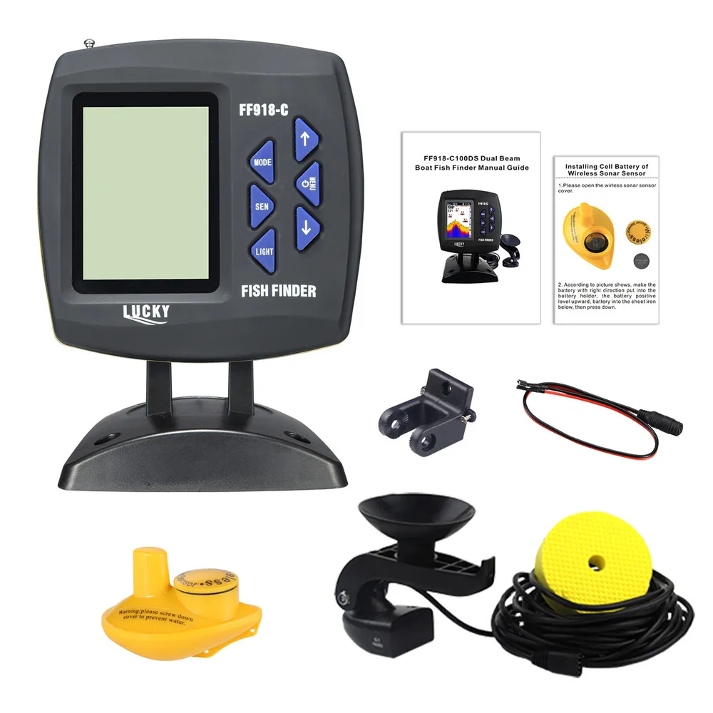 Localizador de peces con pantalla a Color LUCKY FF918-C100WDS, buscador de peces con cable e inalámbrico de doble frecuencia, menú ruso - imagen 3