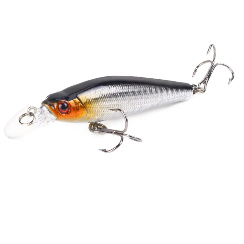 Señuelos de Pesca de piezas, pececillos artificiales de plástico duro, Crankbait, ojos 3D Isca, coloridos, Wobblers, lubina, pez falso, carpa, 9g/80mm