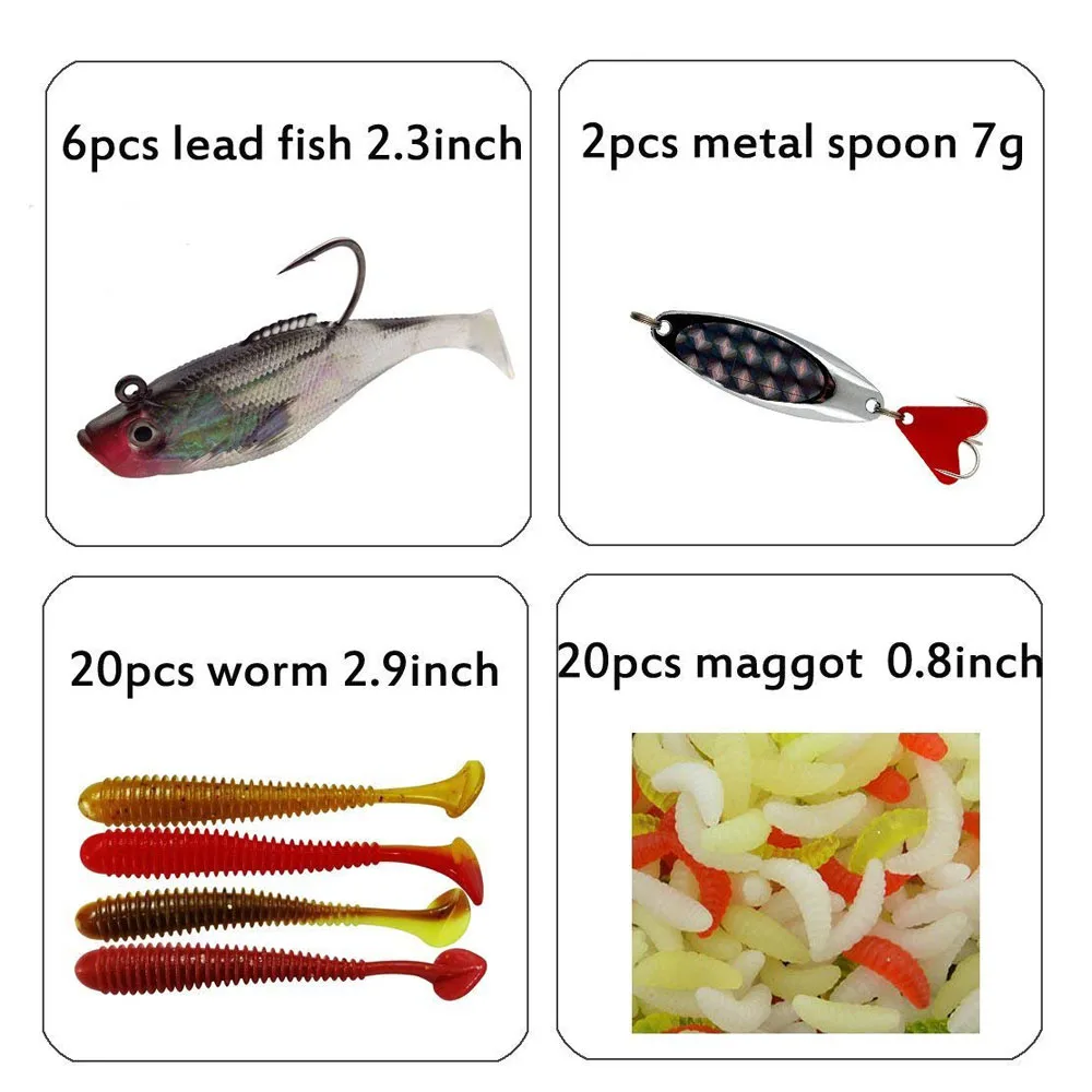 JSM-Kit de Señuelos de Pesca, 200 unids/lote, cebos que incluyen Crankbaits Spinnerbaits, ganchos de plantilla de gusanos de plástico, señuelos giratorios de pesca - imagen 2