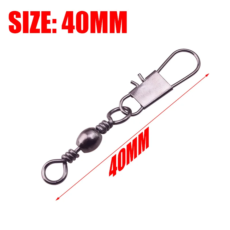 Conector de pesca giratorio de acero inoxidable, Pin de rodamiento con broche, anzuelo, señuelo, accesorios, 10 unids/lote, FA-233 - imagen 3