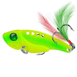 VIB Metal Crankbait Señuelo vibratorio con pluma para depredadores