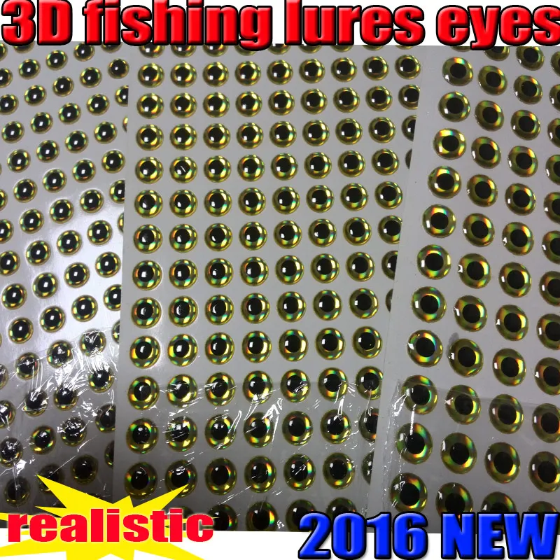 Ojos de señuelo de pesca 3D, Ojos de mosca a elegir tamaño: 4mm --16mm, cantidad: 500 unids/lote, color: dorado - imagen 3