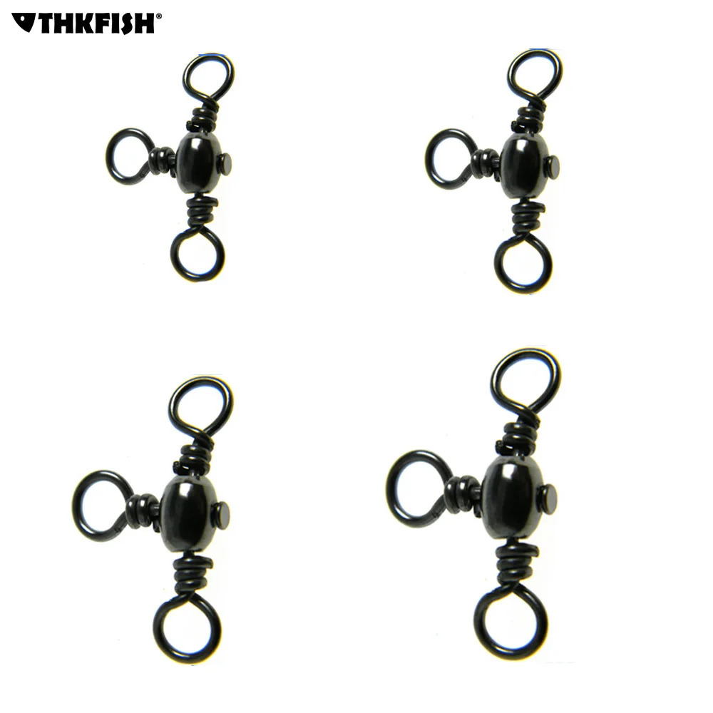100 Uds. Giratorios de pesca 3 rodamientos de bolas B de acero inoxidable de níquel negro y broche para accesorios de conector de sedal de anzuelo de pesca - imagen 3