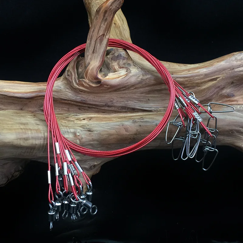 Accesorios para aparejos de pesca, conector de cable de acero de 50cm de espesor, línea antimordida, 150lb, 67kg, fuerza de tracción, 1mm de diámetro, lote de 5 piezas - imagen 4