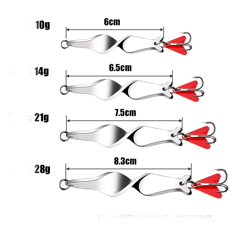 Señuelo de pesca giratorio con forma de espiral, 10g, 14g, 21g, 28g, Metal, Jigbait, lentejuelas Rojas - imagen 2