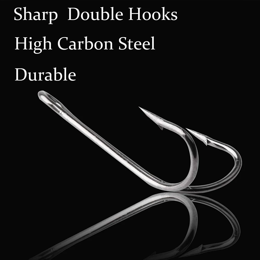 Shaddock-anzuelos de pesca con mosca, anzuelo doble de acero al carbono, anzuelo negro para señuelo suave, tamaño 6 #-4/0, 25 uds. - imagen 5