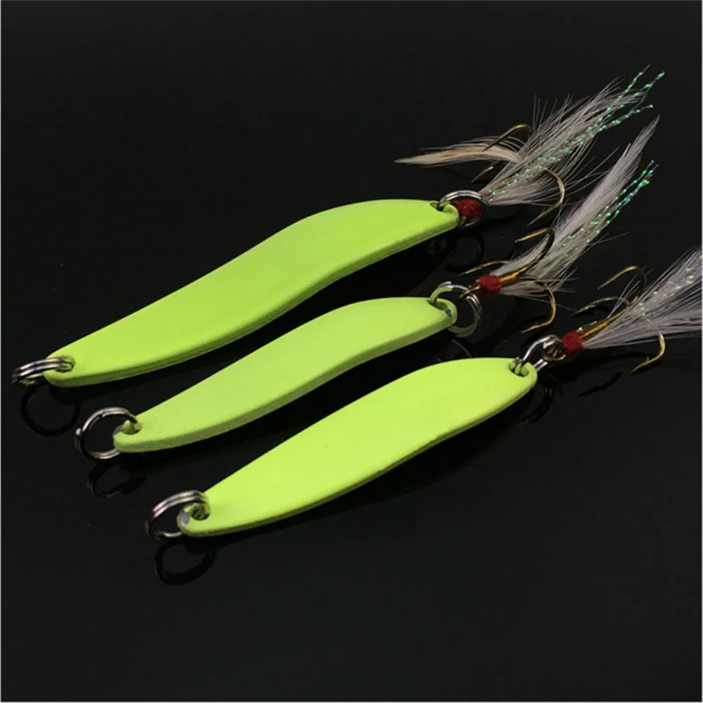 FISHINAPOT-señuelo luminoso de Metal para Pesca, anzuelo duro con pluma, Wobbler, 5g/7g/10g/13g, 1 unidad
