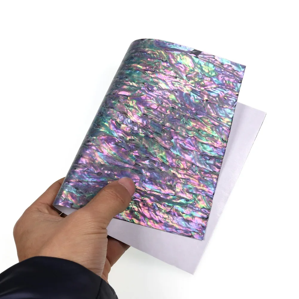 Wifreo-hoja de chapa adhesiva mejorada con revestimiento de Paua, blanco y morado, película adhesiva de abulón para señuelo de pesca, decoración de edificios, 24x12CM - imagen 5