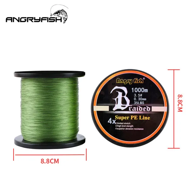 ANGRYFISH-línea de pesca trenzada de 4 hebras, 1000m, 8 colores, Super PE, fuerte resistencia - imagen 2