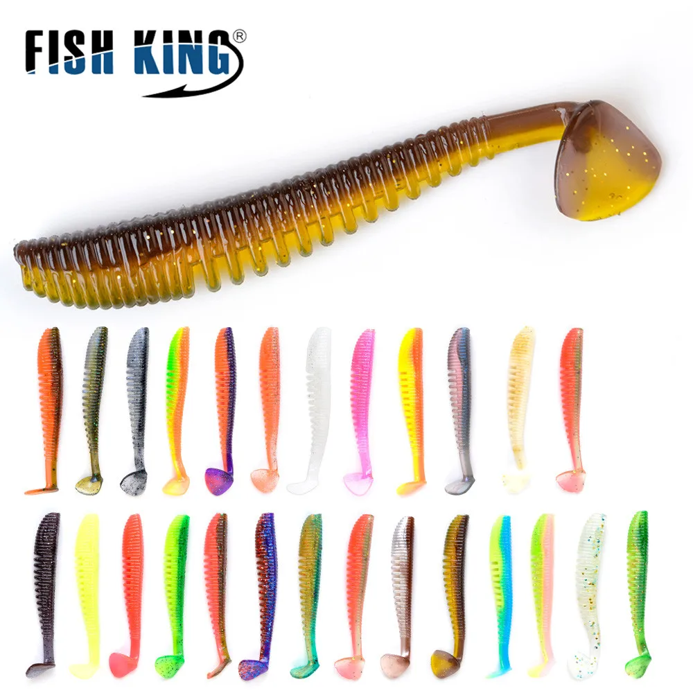 FISH KING-señuelo de pesca suave, cebo de silicona con olor de 7,5/10/12, 5cm, cola en T, gusano Wobblers, cebo de pesca Artificial, Lucio, 4-10 Uds. - imagen 2